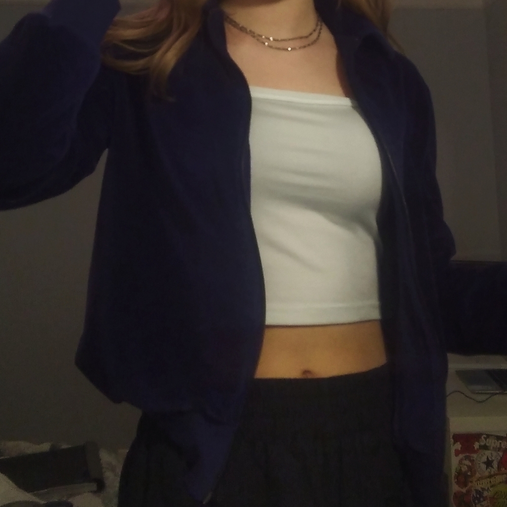 Vintage cropped collared zip up